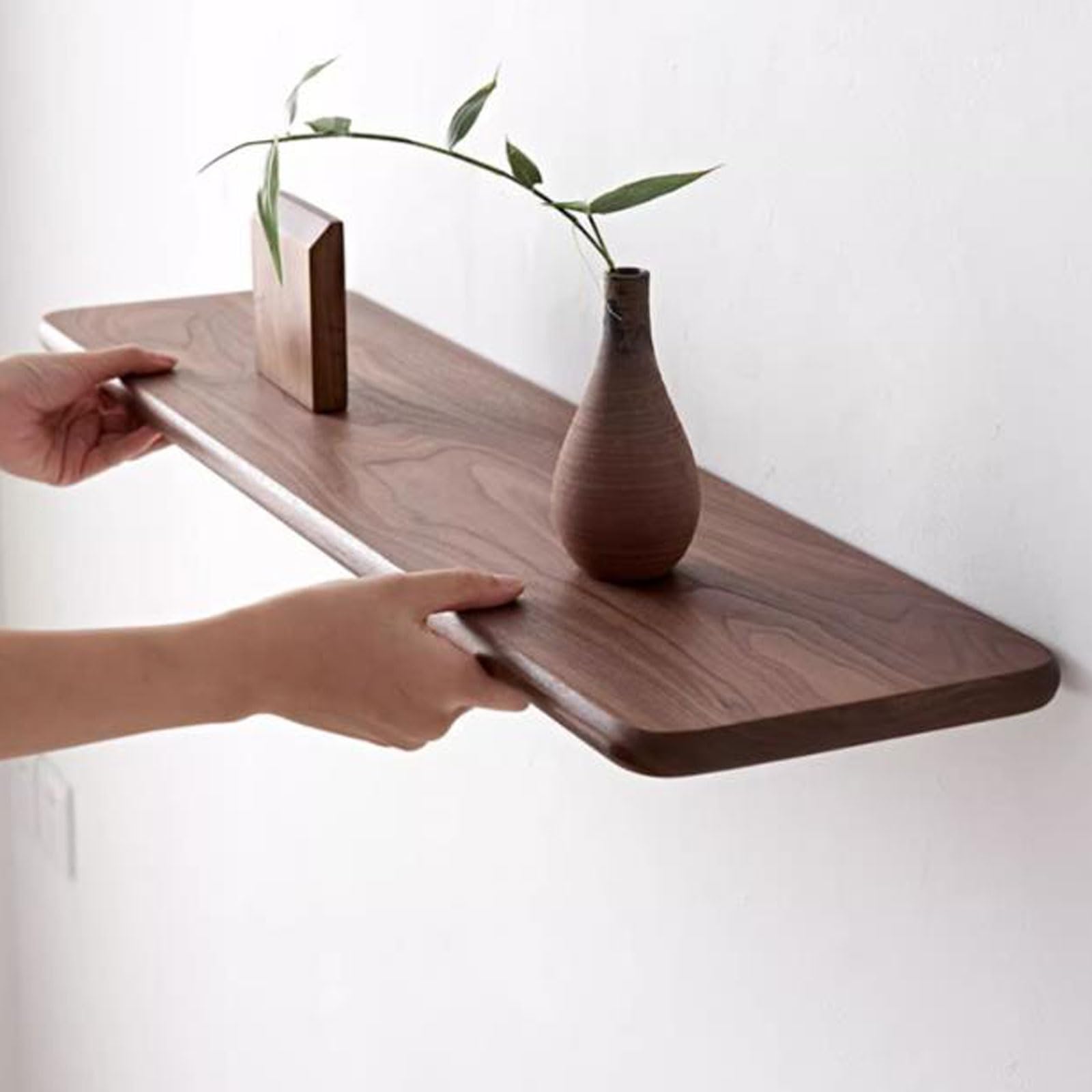 1 2 3 4 WOOD SHELF WALNUT 4点セット 新品 Solid Walnut Wall Shelf 80 * 20cm - Wall Mounted Unit, Wooden